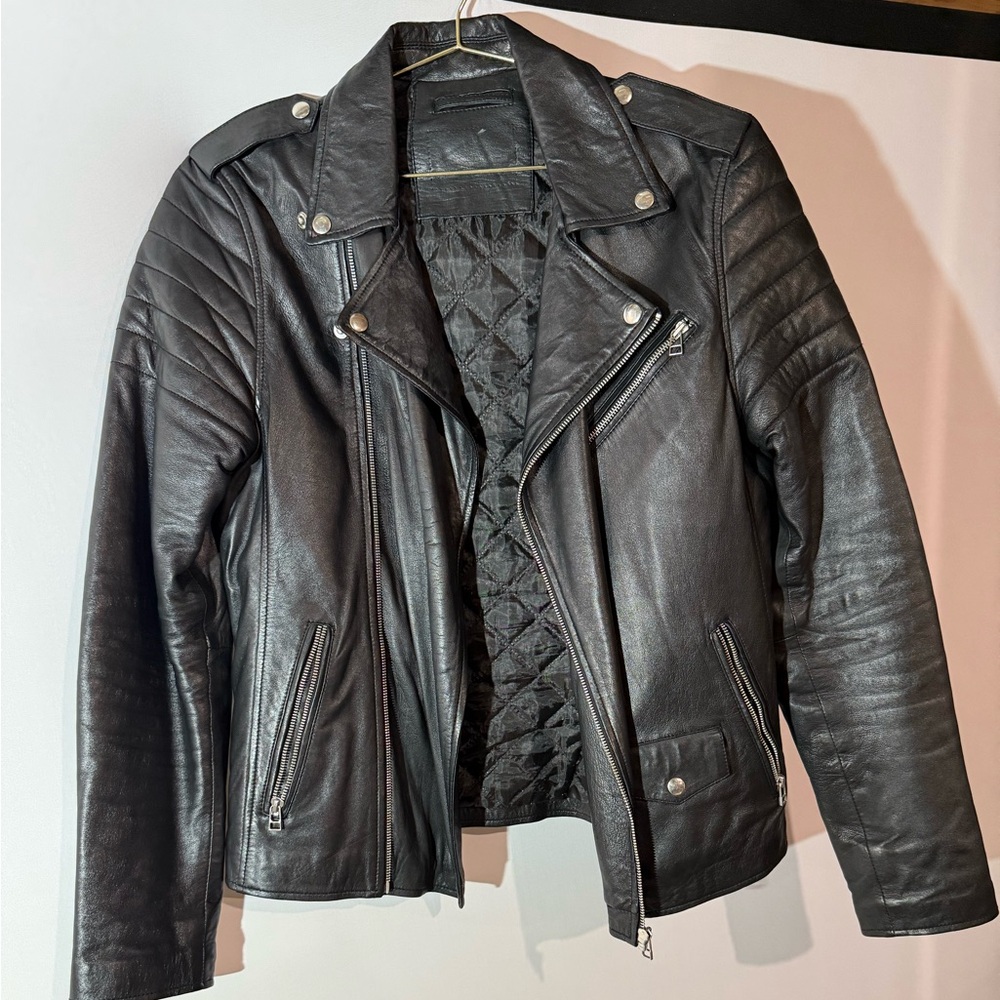 Leather biker jacket
